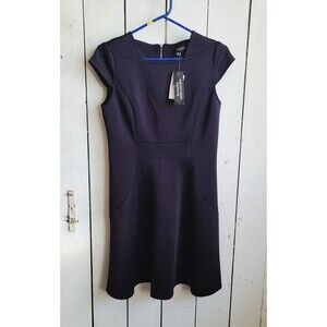 Spense Petite Women's Dress 6P Black A-line Flare Cap Sleeve Skater Dress